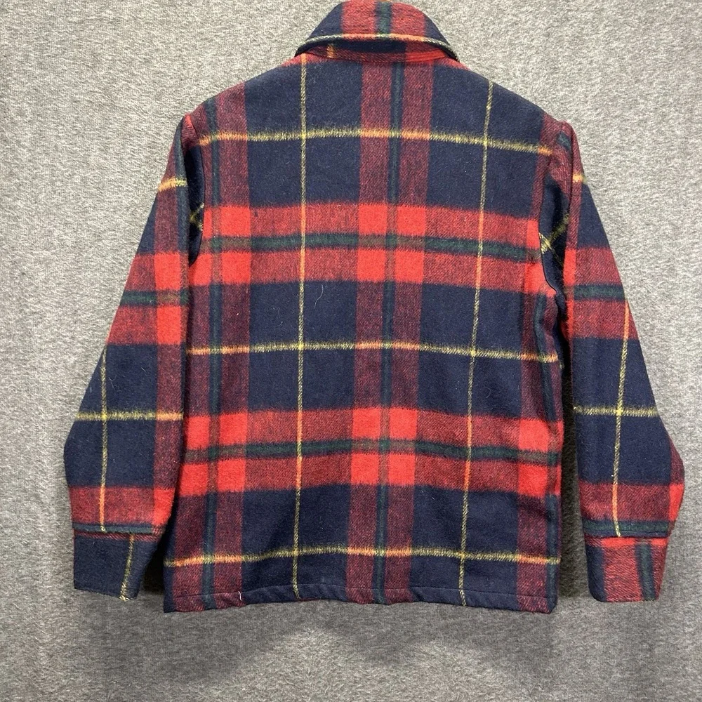Sears Kingsport Mens Small‎ Red Blue Plaid Jacket Wool Linen Blend